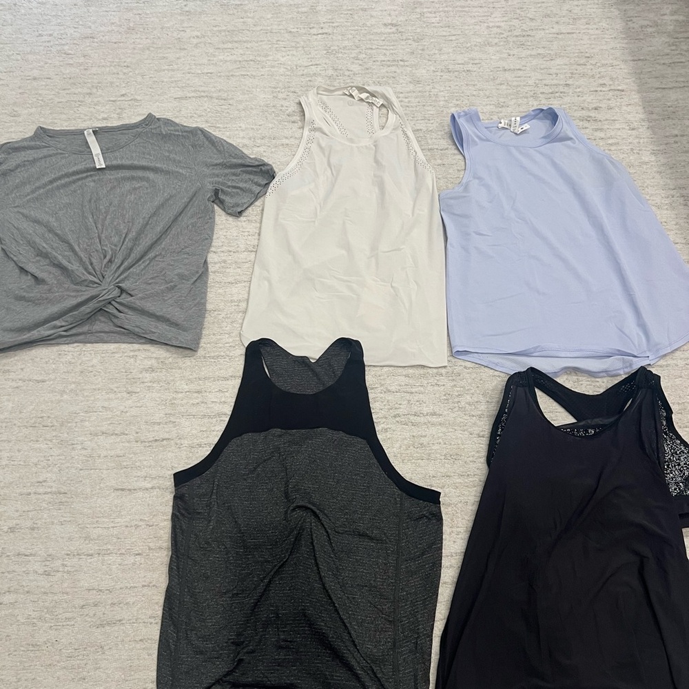 Women's Assorted Lululemon Tops - Gray, White, Light Blue, Black